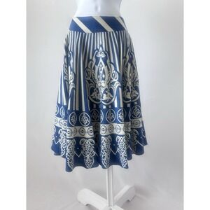 Maple Women's Sz: 12 Linen Cotton Paisley Circle Skirt Boho Indie  (b2a)